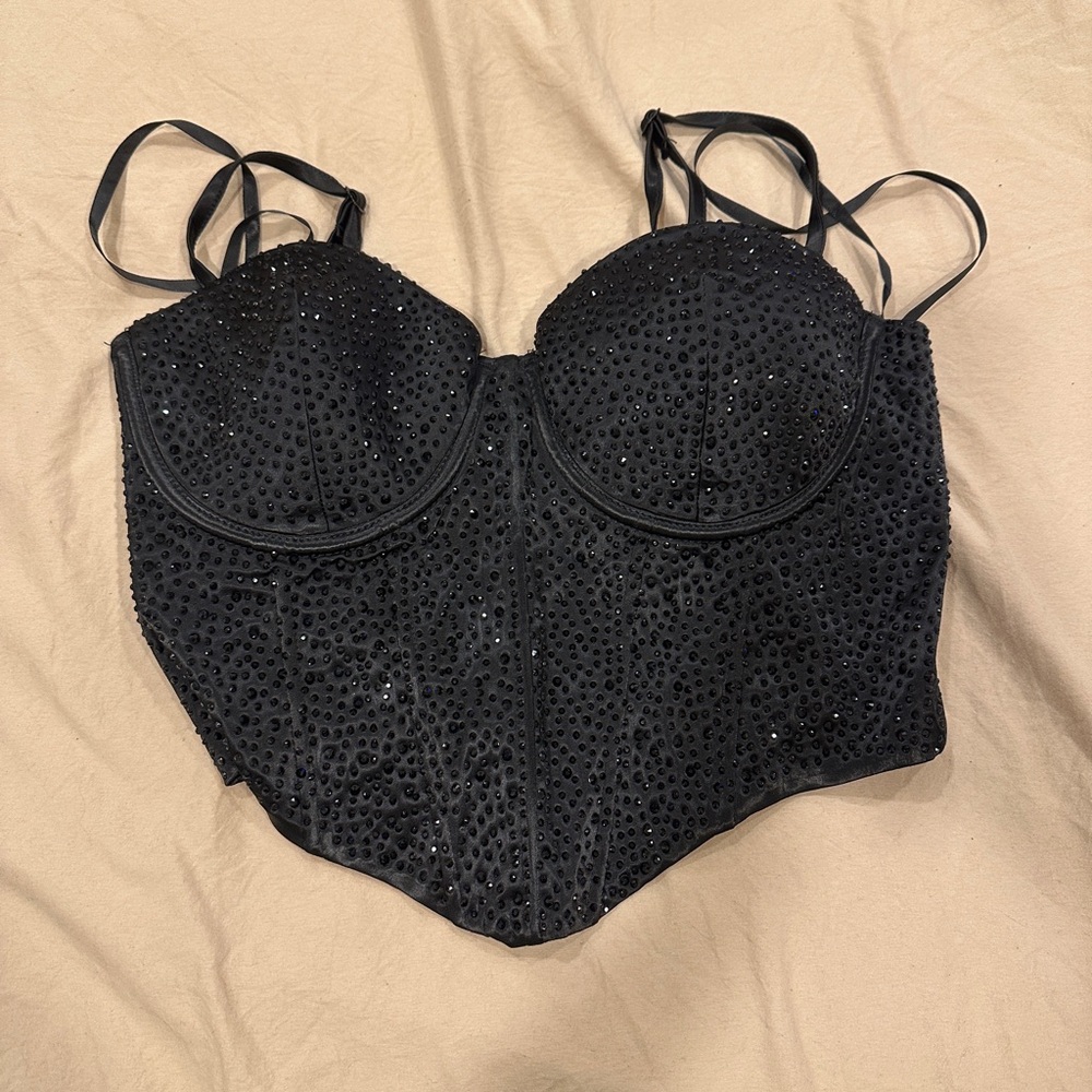 Windsor Black Rhinestone Corset Top